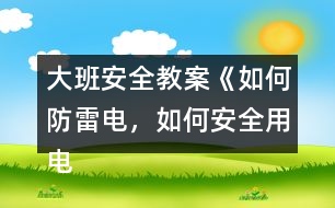 大班安全教案《如何防雷電，如何安全用電》反思
