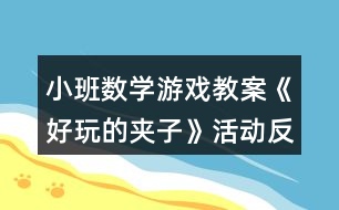 小班數學游戲教案《好玩的夾子》活動反思