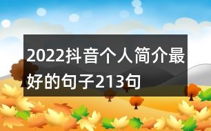 2022抖音個(gè)人簡介最好的句子213句