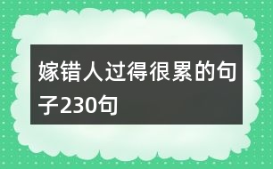 嫁錯(cuò)人過得很累的句子230句