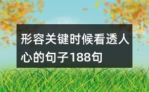 形容關鍵時候看透人心的句子188句
