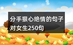 分手狠心絕情的句子對(duì)女生250句