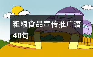 粗糧食品宣傳推廣語40句