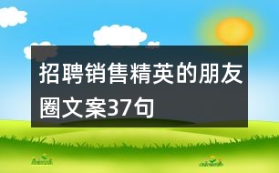招聘銷(xiāo)售精英的朋友圈文案37句