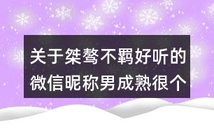 關于桀驁不羈好聽的微信昵稱男成熟很個性144個