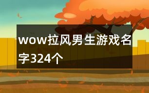 wow拉風男生游戲名字324個