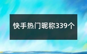 快手熱門(mén)昵稱(chēng)339個(gè)