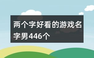 兩個字好看的游戲名字男446個