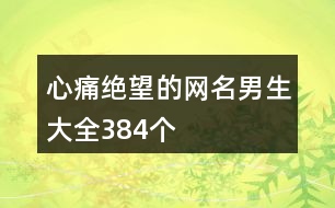 心痛絕望的網名男生大全384個