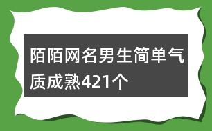 陌陌網(wǎng)名男生簡單氣質成熟421個