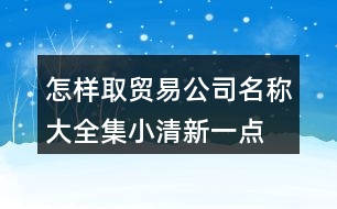 怎樣取貿易公司名稱大全集,小清新一點的公司名字大全427個