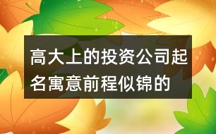 高大上的投資公司起名,寓意前程似錦的公司名字404個