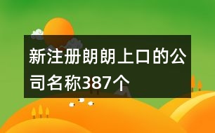 新注冊朗朗上口的公司名稱387個