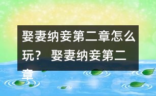娶妻納妾第二章怎么玩？ 娶妻納妾第二章攻略