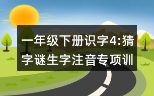 一年級下冊識字4:猜字謎生字注音專項訓練題答案