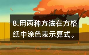 8.用兩種方法在方格紙中涂色表示算式。