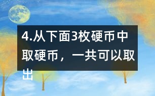 4.從下面3枚硬幣中取硬幣，一共可以取出多少種不同的幣值。