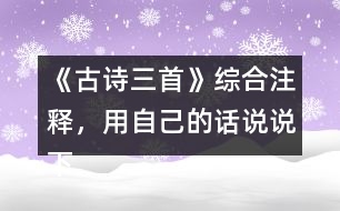《古詩三首》綜合注釋，用自己的話說說下面詩句的意思。
