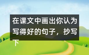 在課文中畫出你認為寫得好的句子，抄寫下來和同學交流。