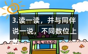3.讀一讀，并與同伴說一說，不同數(shù)位上的“5”分表示什么?
