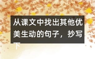 從課文中找出其他優(yōu)美生動的句子，抄寫下來。