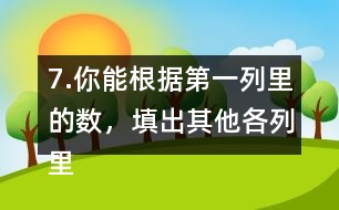 7.你能根據(jù)第一列里的數(shù)，填出其他各列里的數(shù)嗎?