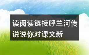 讀“閱讀鏈接呼蘭河傳”說說你對課文新體會