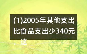 (1)2005年其他支出比食品支出少340元，這個(gè)家庭的總支出是多少元?