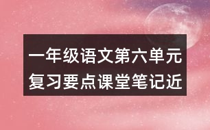 一年級語文第六單元復習要點課堂筆記近反義詞