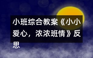 小班綜合教案《小小愛心，濃濃班情》反思