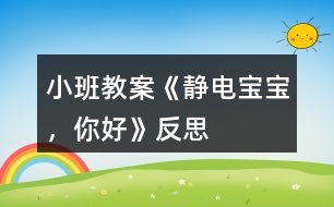 小班教案《靜電寶寶，你好》反思
