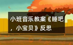 小班音樂教案《睡吧，小寶貝》反思