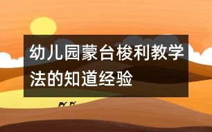 幼兒園蒙臺梭利教學(xué)法的知道經(jīng)驗