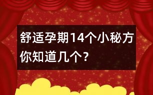 舒適孕期14個(gè)小秘方你知道幾個(gè)？
