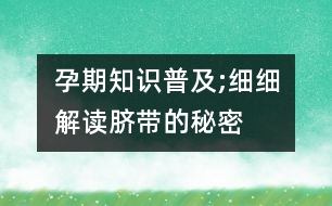 孕期知識普及;細(xì)細(xì)解讀臍帶的秘密