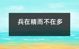 兵在精而不在多