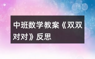 中班數學教案《雙雙對對》反思