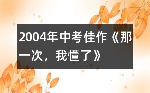 2004年中考佳作《那一次，我懂了》