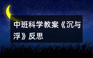 中班科學教案《沉與浮》反思