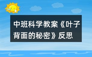 中班科學教案《葉子背面的秘密》反思