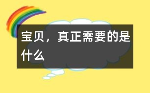 寶貝，真正需要的是什么