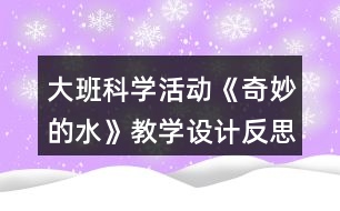 大班科學活動《奇妙的水》教學設計反思
