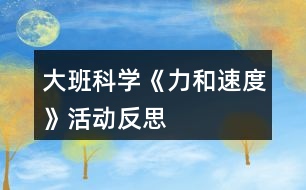 大班科學《力和速度》活動反思