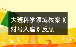 大班科學(xué)領(lǐng)域教案《對號入座》反思