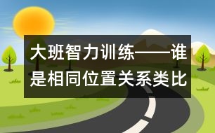 大班智力訓(xùn)練――誰是相同位置關(guān)系（類比、空間、創(chuàng)造、語言）