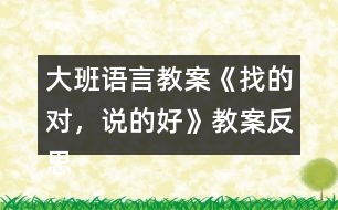 大班語言教案《找的對，說的好》教案反思
